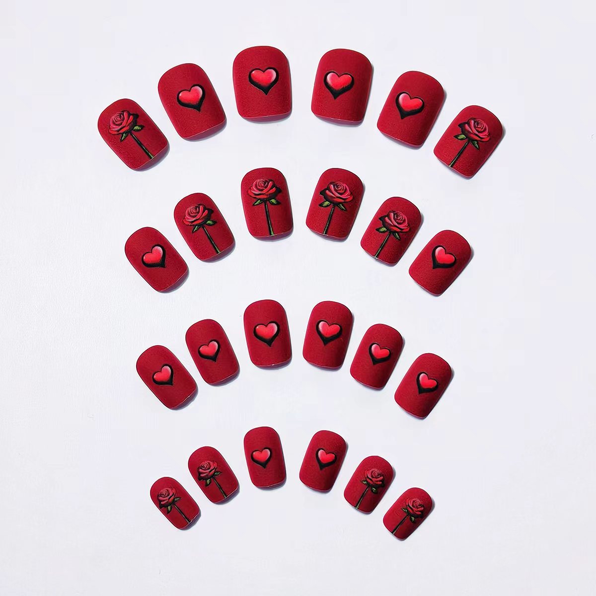 Romantic Floral and Heart Nail Art Acalora