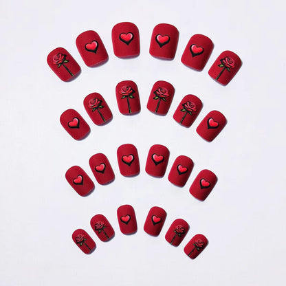 Romantic Floral and Heart Nail Art Acalora