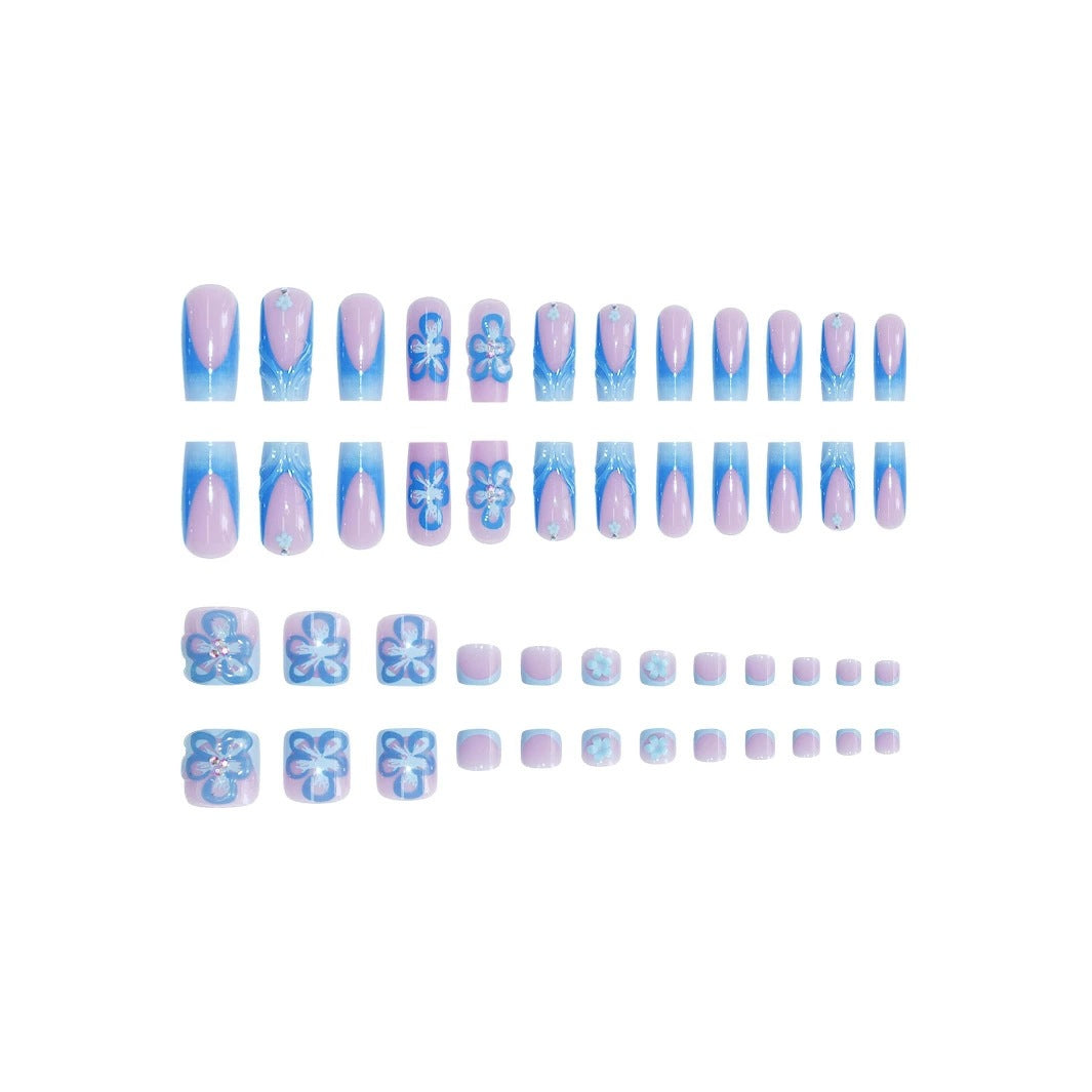Artistic Floral Acrylic Press-On Nails Acalora