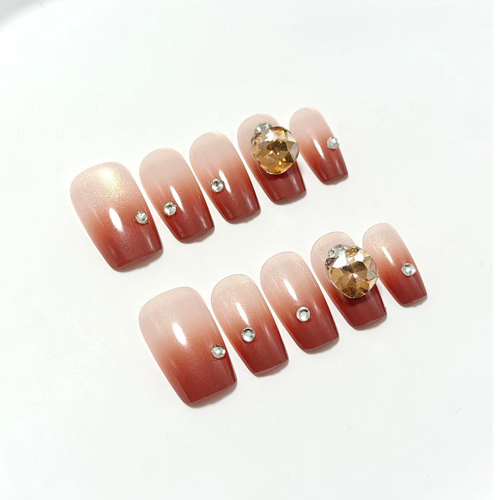 Artificial nail set with glittering rhinestone applications Acalora