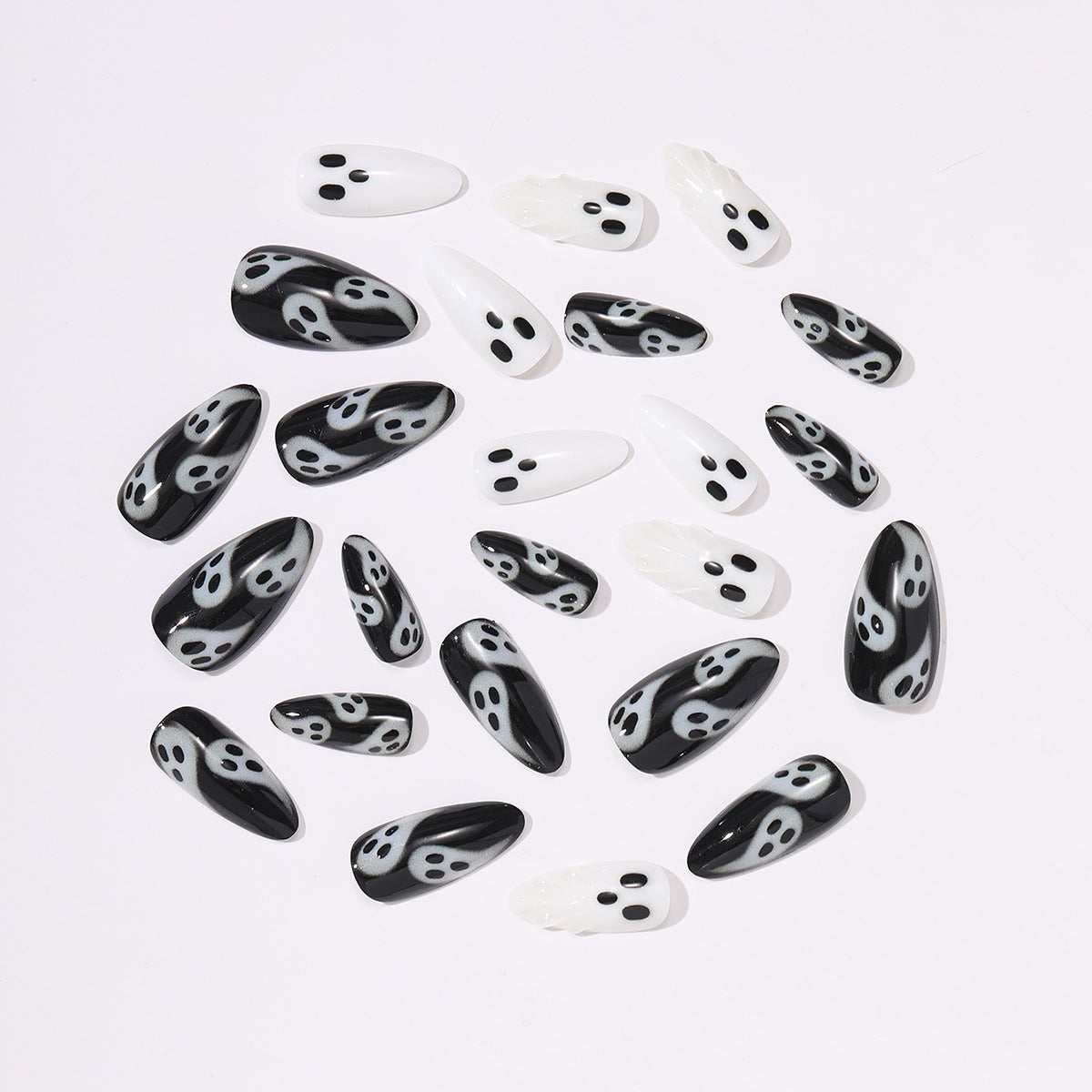 Halloween-Themed Press-On Nail Set with Ghost Designs Acalora
