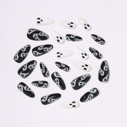 Halloween-Themed Press-On Nail Set with Ghost Designs Acalora