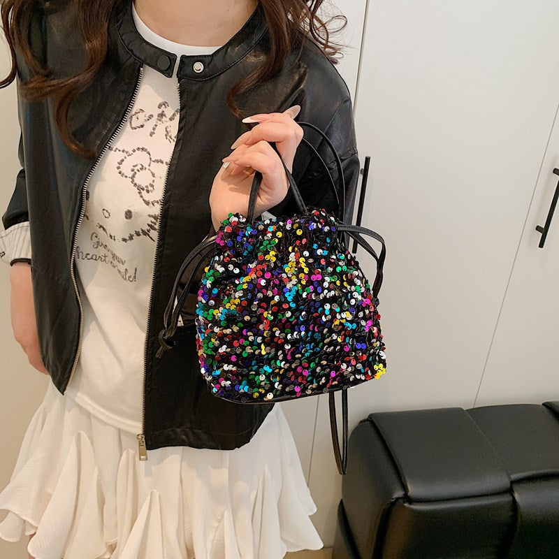 Glittery Sequin Drawstring Mini Bag Acalora