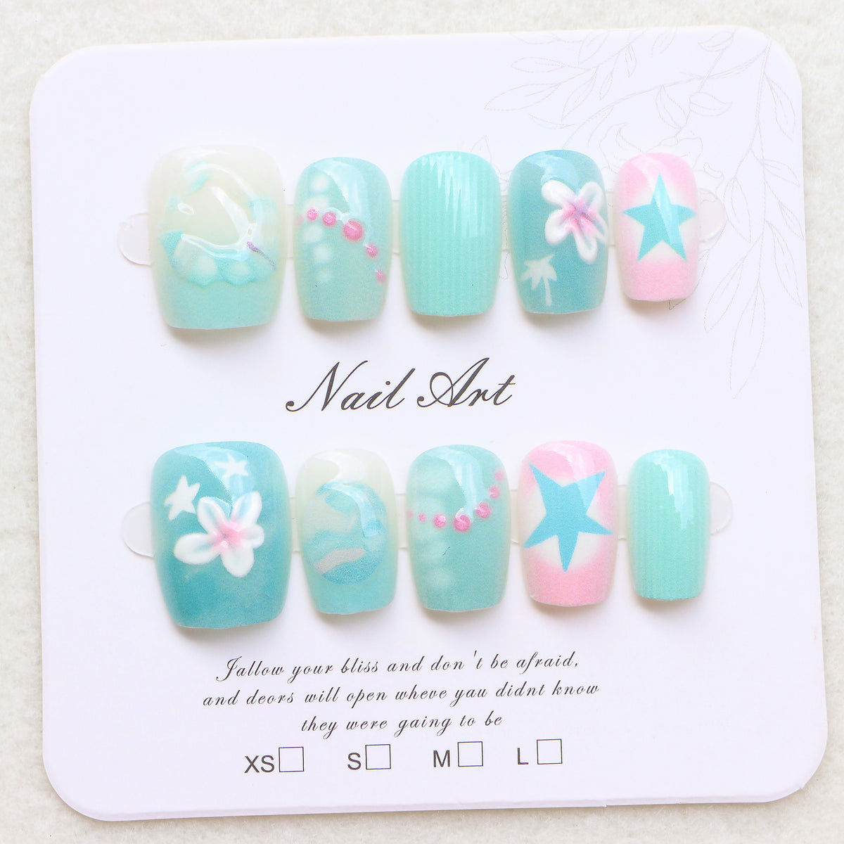 Mermaid-Inspired Decorative Press-On Nail Set Acalora
