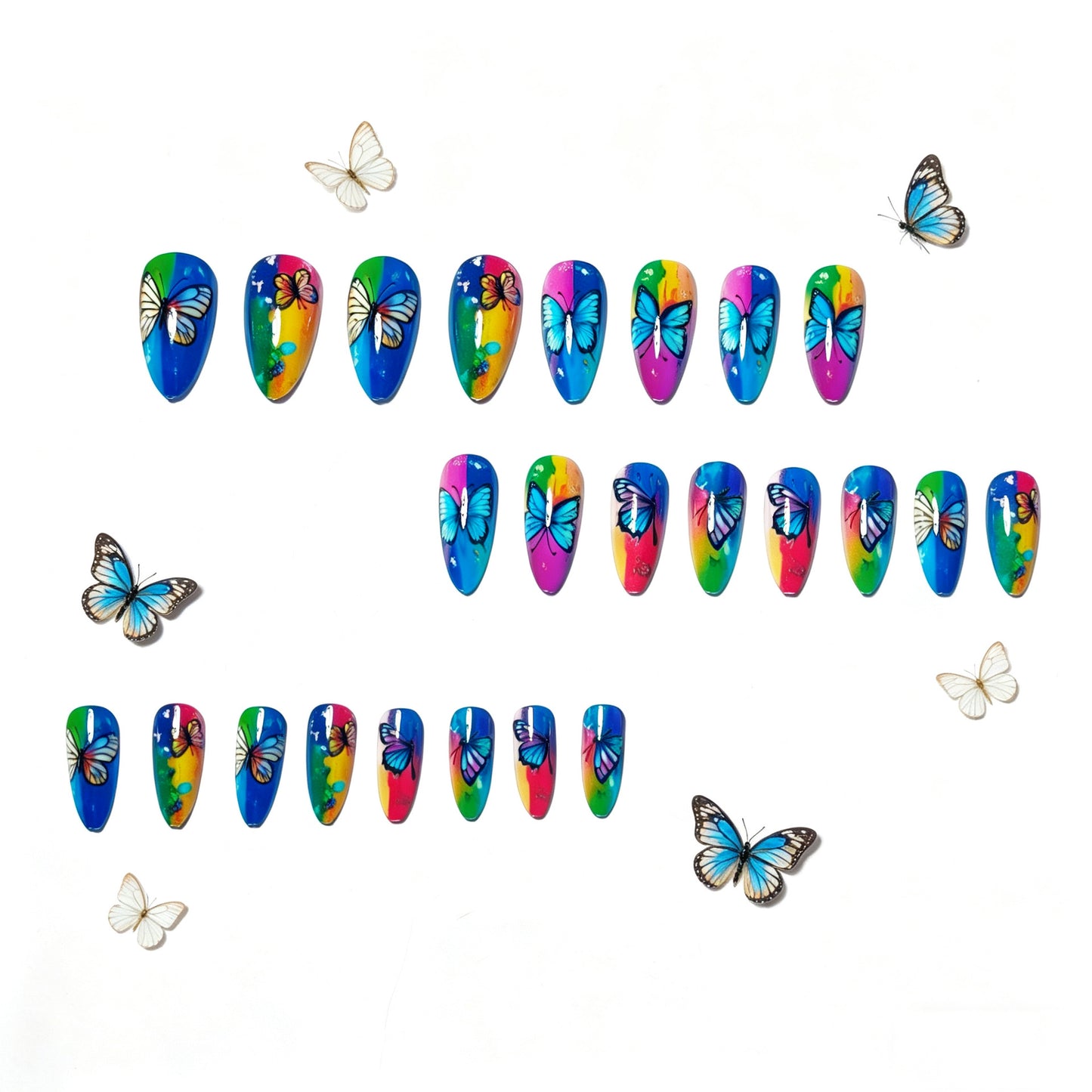 Butterfly-Inspired Vibrant Nail Art Acalora