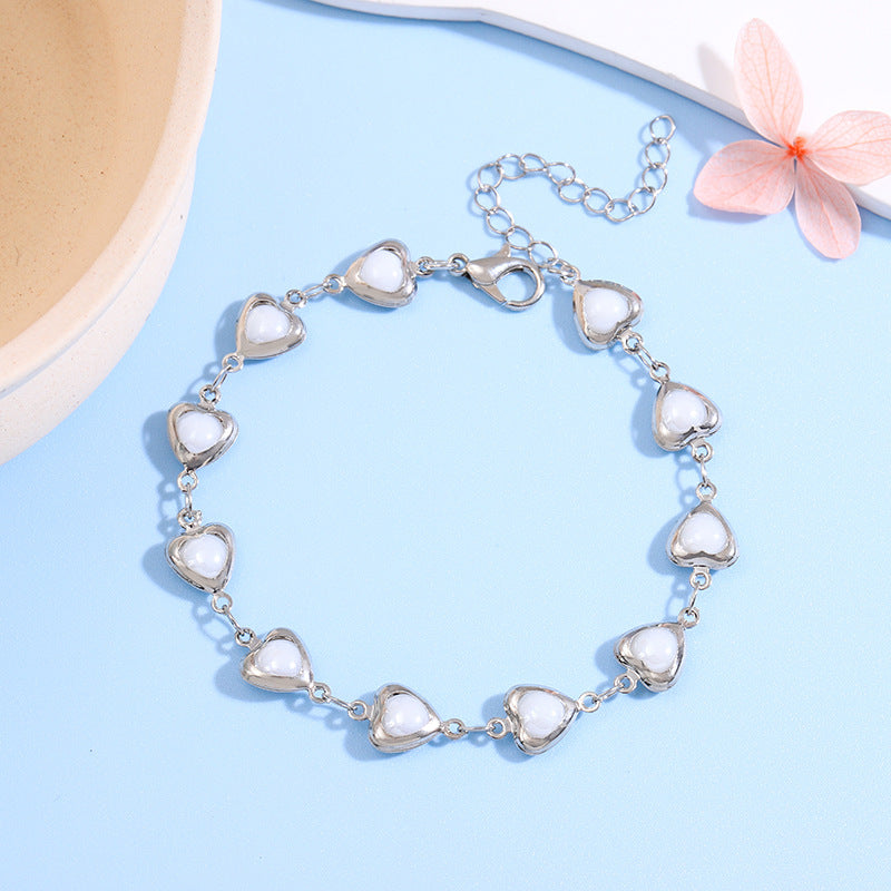 Heart-Shaped Link Anklet Acalora