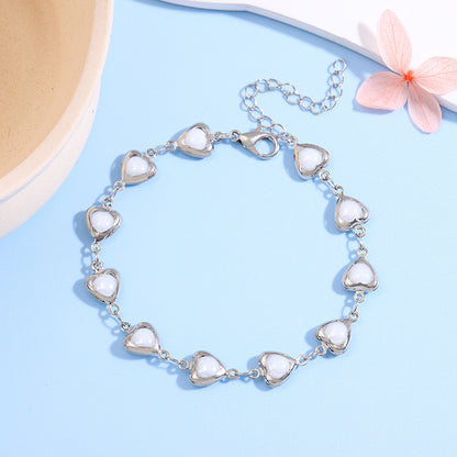 Heart-Shaped Link Anklet Acalora