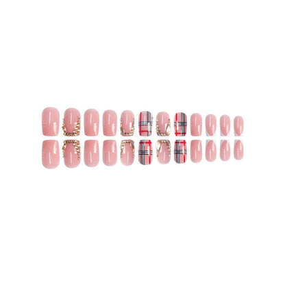 Decorative Press-On Nail Art with Gold Accents Acalora