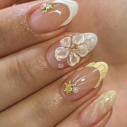Artistic Floral Gel Nail Extensions Acalora