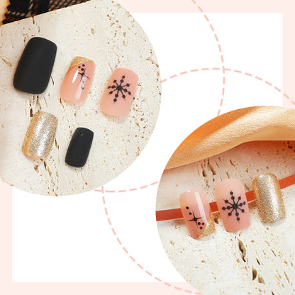 Decorative Snowflake and Glitter Press-On Nail Set Acalora