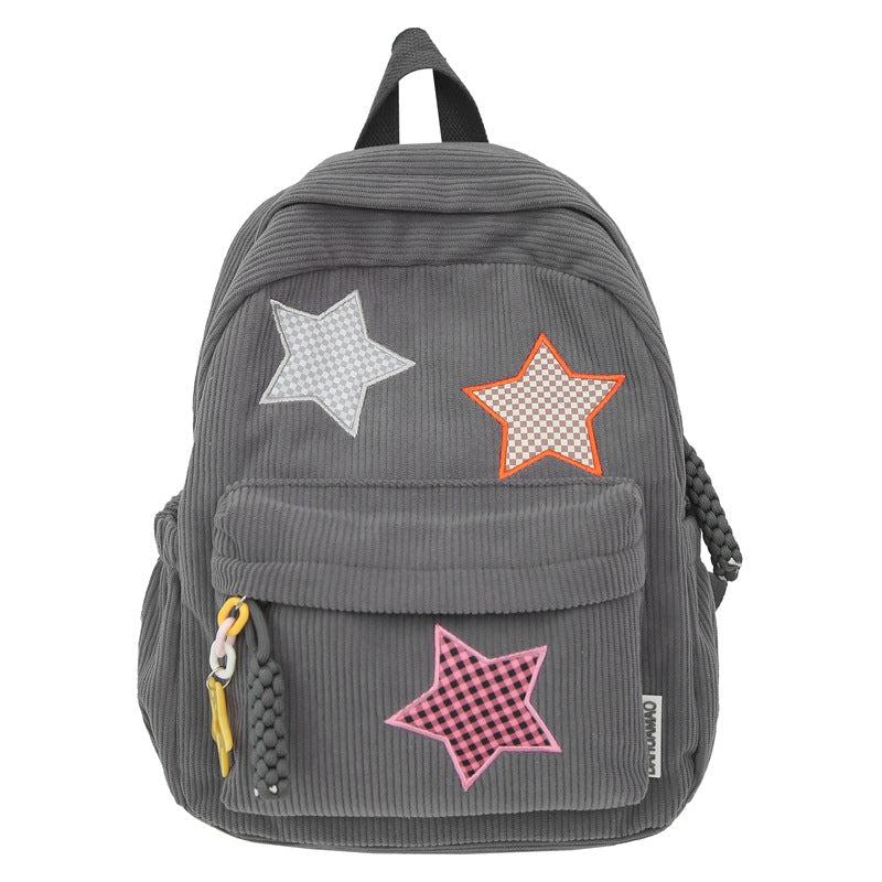 Casual Star-Embellished School Backpack Bowlift