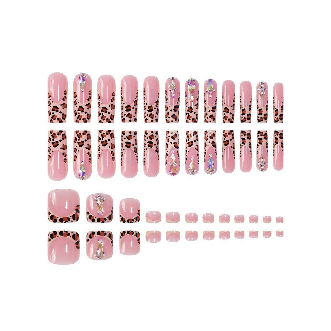 Artistic 3D Decorative Press-On Nail Set with Animal Print Accents Acalora