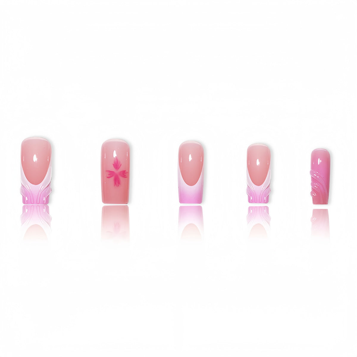 Floral Decorative Press-On Nails with 3D Accents Acalora