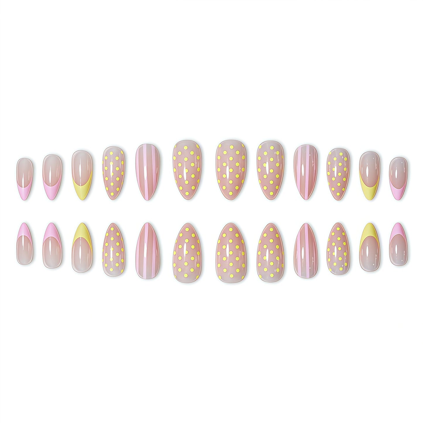 Decorative Polka Dot and Gradient Press-On Nails Acalora