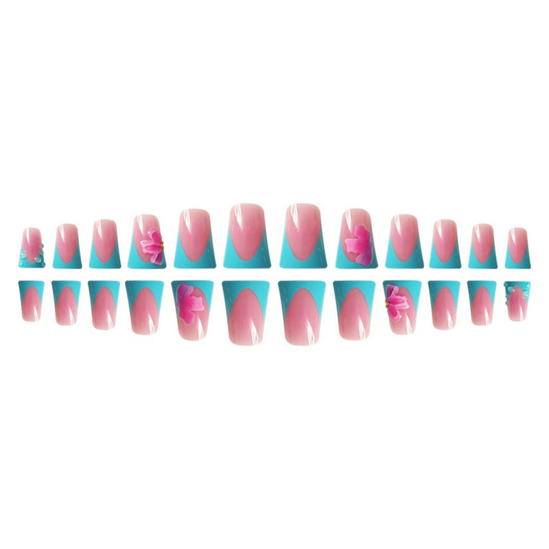 Artistic Press-On Nail Extensions with Floral Accents Acalora
