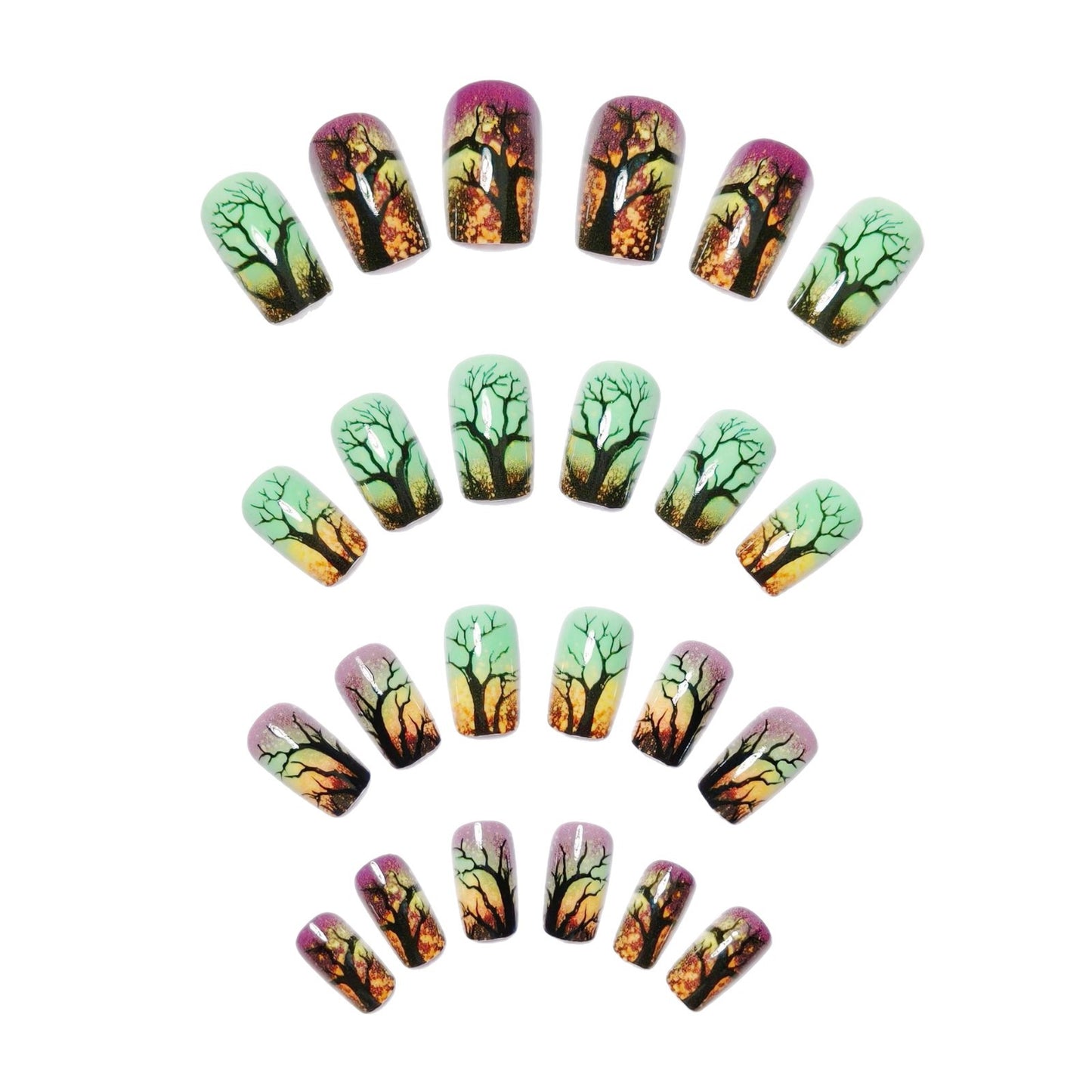 Artistic Ombre Tree-Themed Nail Art Acalora