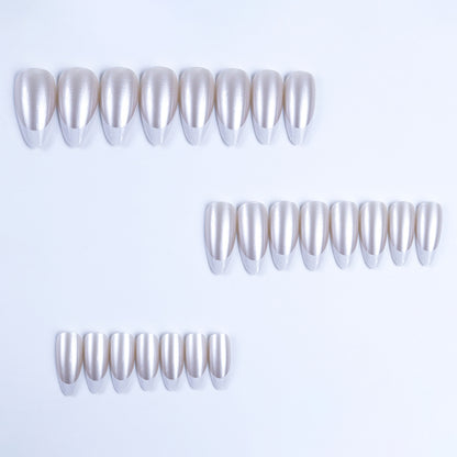 Artificial nails with elegant French design and high-gloss finish Acalora