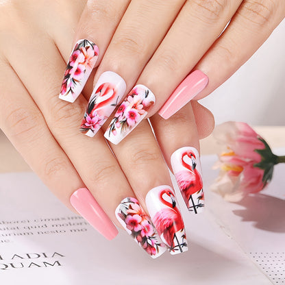 Nail Art Set with colorful flamingo and flower patterns Acalora