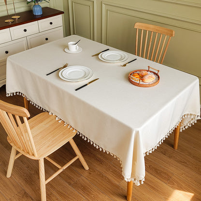 Decorative Tablecloth with Tassel Trim
