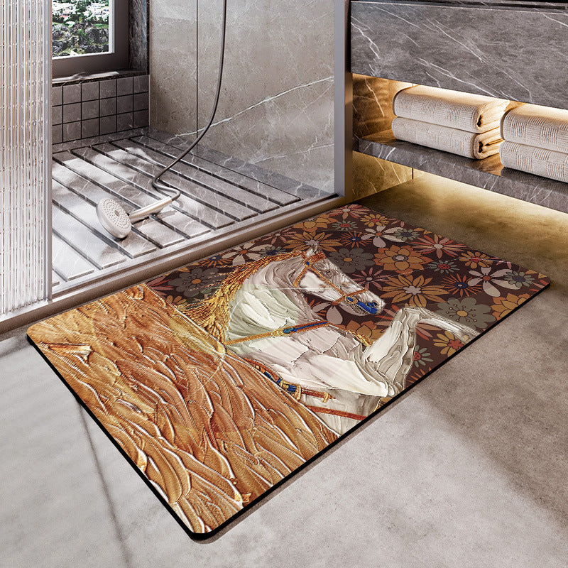 Artistic Horse-Themed Bath Mat Acalora
