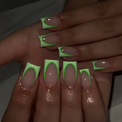 Neon French Tip Press-On Nails Acalora