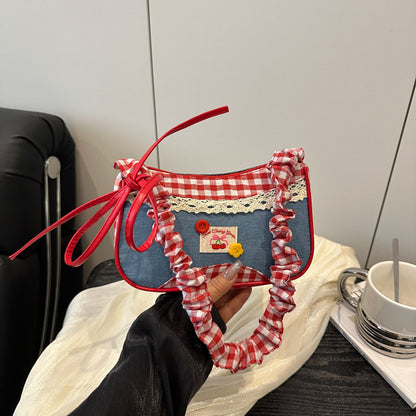 Retro Gingham Mini Crossbody Bag Acalora
