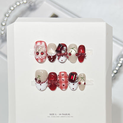 Themed Press-On Nail Art Set with Hello Kitty Designs Acalora
