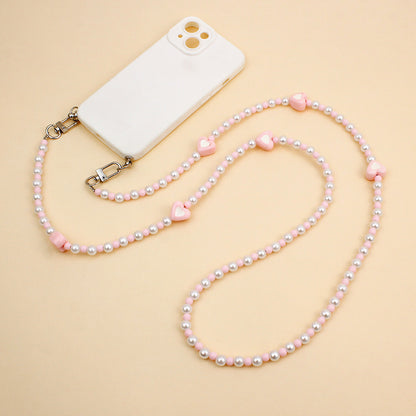Heart-Embellished Beaded Eyewear Chain Acalora