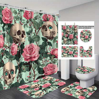Artistic Skull Themed Bathroom Set