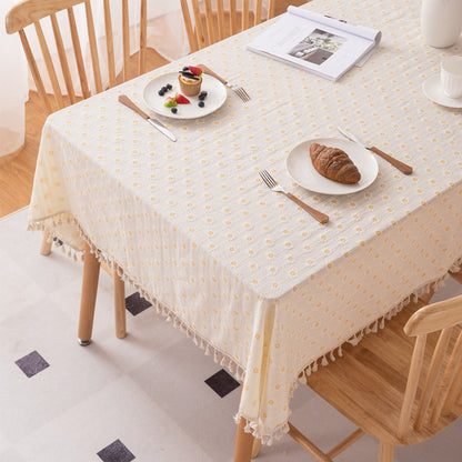 Elegant Floral Tassel Tablecloth