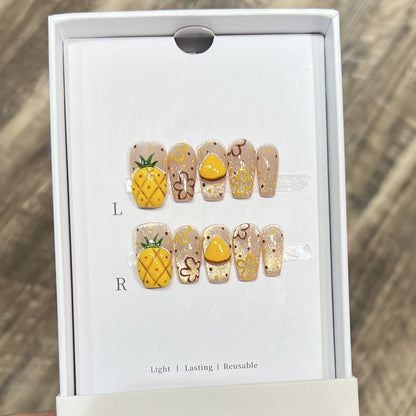 Tropical Fruit-Themed Press-On Nail Set Acalora