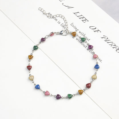 Heart-Shaped Beaded Anklet Acalora