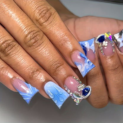 Artistic Water Droplet Press-On Nails Acalora