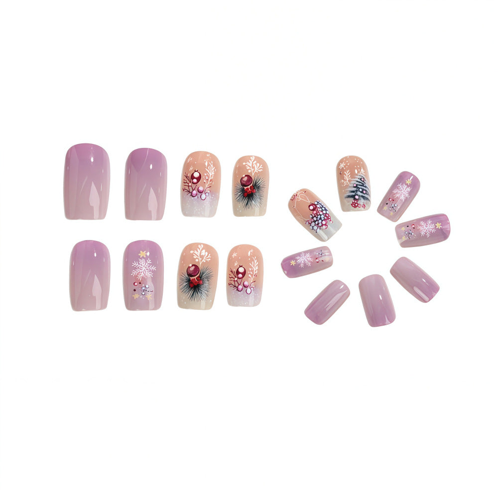 Artificial nails in festive winter design Acalora
