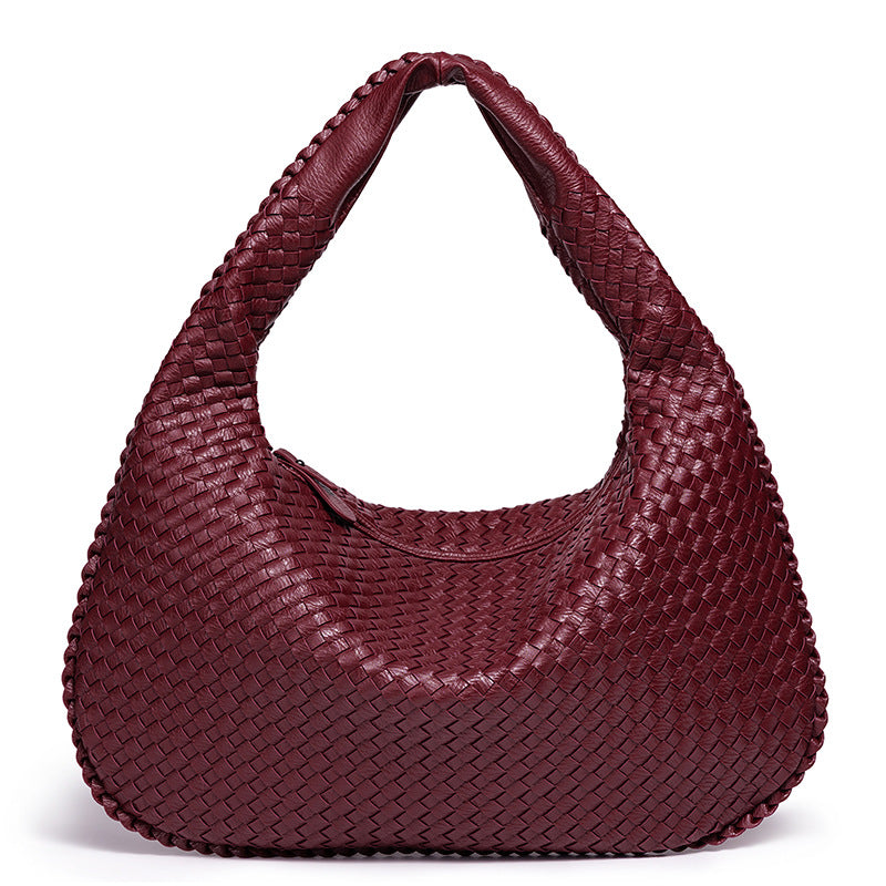 Handcrafted Woven Leather Hobo Bag Acalora
