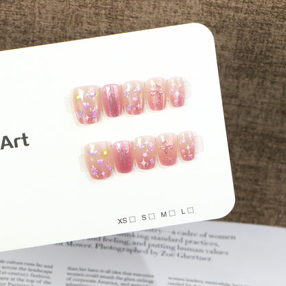 Artistic Floral-Embellished Press-On Nail Set Acalora