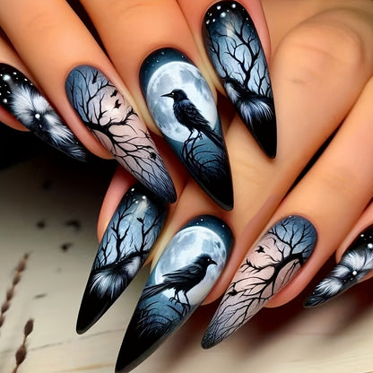 Artistic Midnight Theme Nail Art Acalora