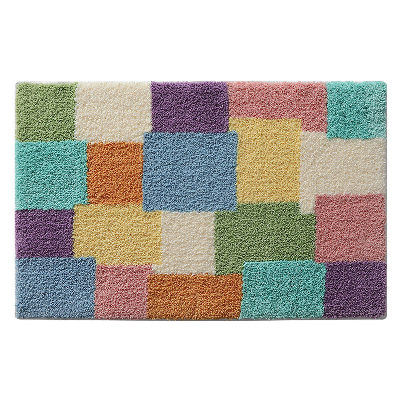Textured Geometric Bath Rug