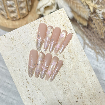 Elegant Stiletto Press-On Nail Art with Rhinestone Accents Acalora