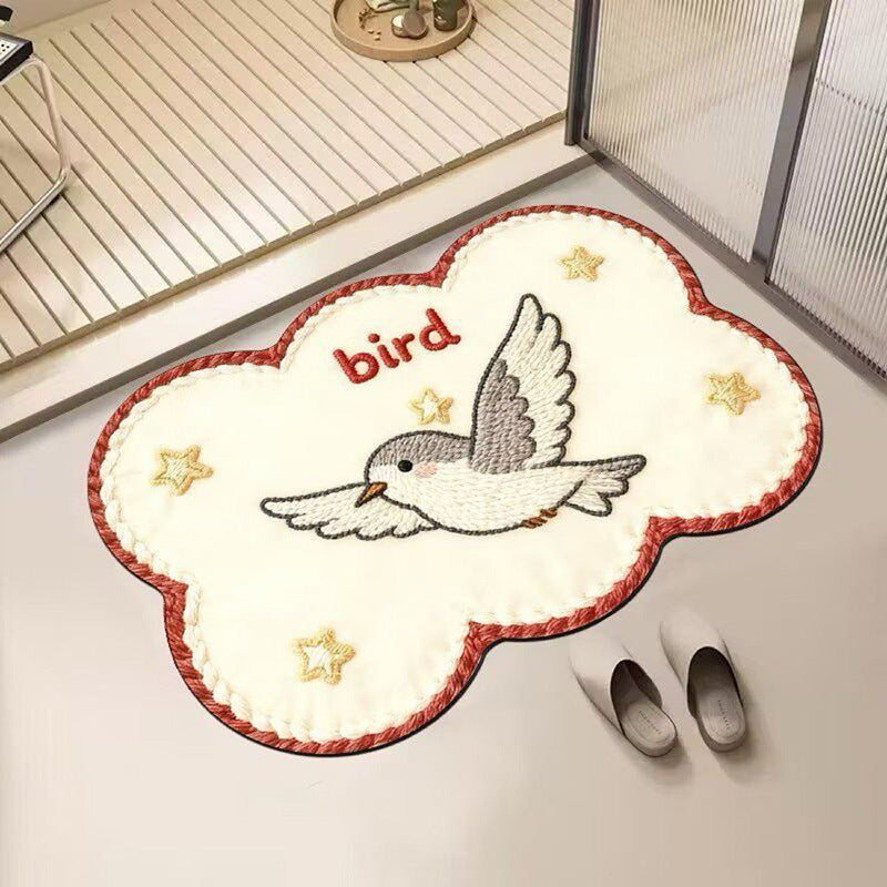 Embroidered Cat-Themed Bath Rug