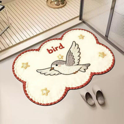 Embroidered Cat-Themed Bath Rug