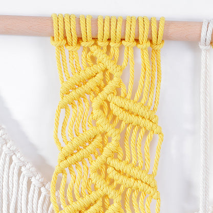 Macrame Wall Hanging with Modern Fringe and Stylish Leaf Elements Acalora
