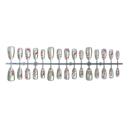 Decorative Press-On Nail Art Set with Koi Fish and Gem Accents Acalora