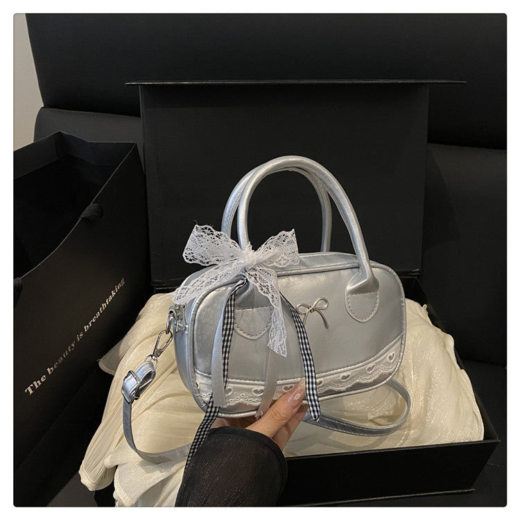 Elegant Lace-Trimmed Bow Handbag Acalora