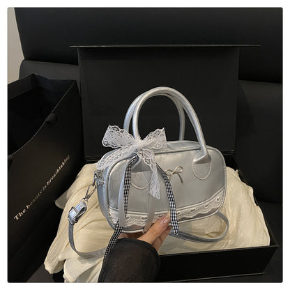 Elegant Lace-Trimmed Bow Handbag Acalora