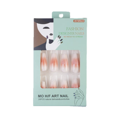 Trendy Artificial Nails with Ombre Effect and Butterfly Designs Acalora