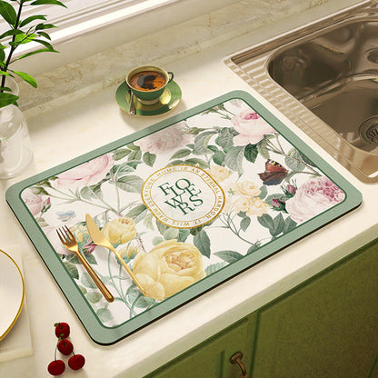 Floral Design Kitchen Mat