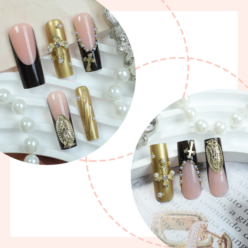 Artistic Press-On Nail Collection with Glamorous Gem Accents Acalora
