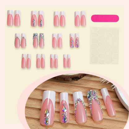 Decorative Press-On Nail Set with Gemstone Accents Acalora
