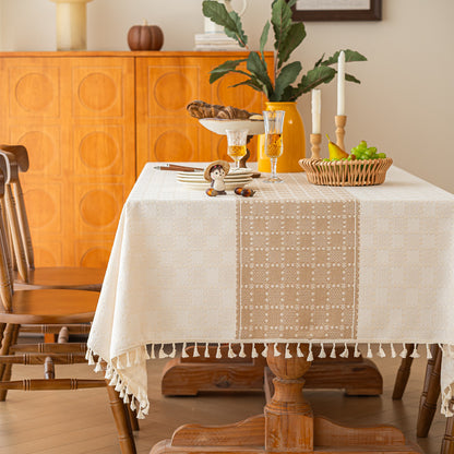 Decorative Tablecloth with Tassel Trim